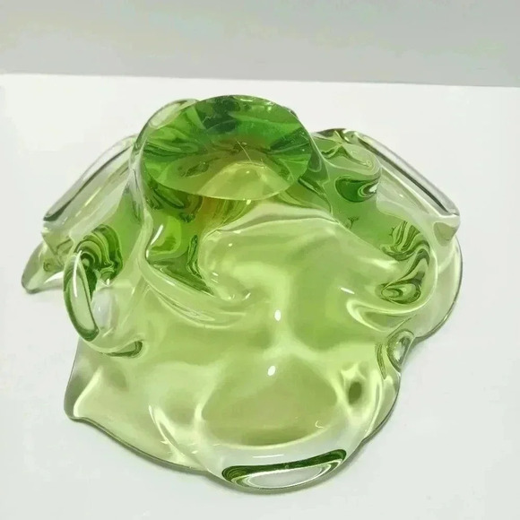 Vintage Murano Italy Art Glass Bowl Candy Trinket Dish Ashtray Green - Picture 7 of 8